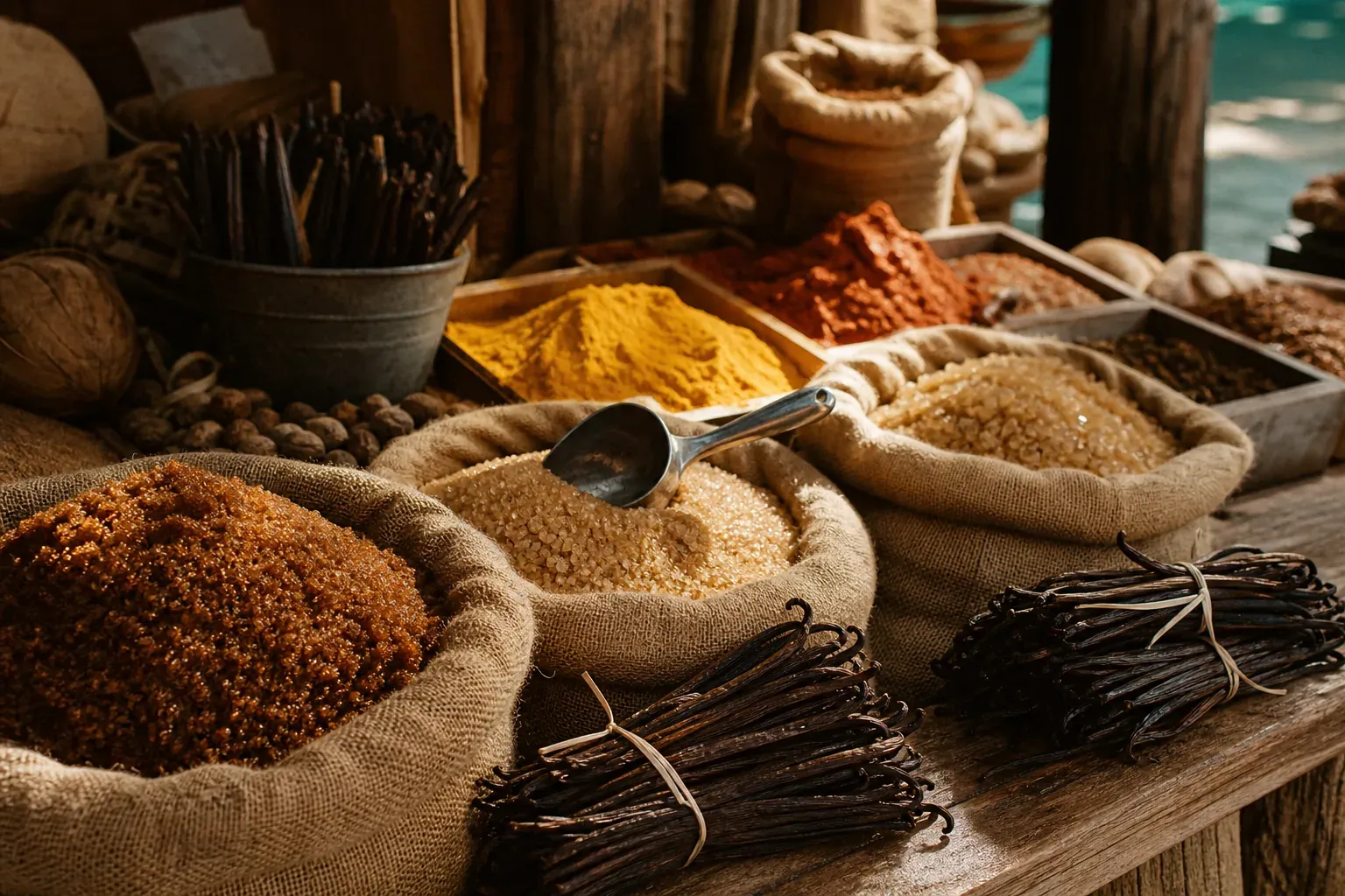 Produits du terroir mauricien à rapporter : sucre, vanille, thé, épices (Made in Moris)